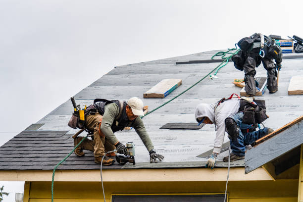 Professional Gutter Installation technician working in Brownville, NJ